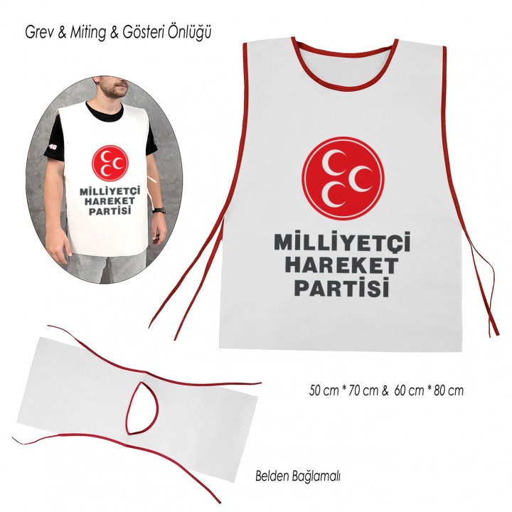 MHP Logolu Kırmızı Miting Önlüğü